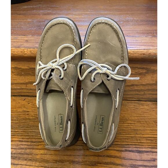 LL Bean Beige Suede Leather Flex Free Boat Shoes Women’s 9 - Picture 6 of 8